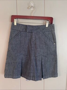 NWT Bica Cheia Anthropologie Skirt Denim Pleated Preppy Cowgirl Western Urban